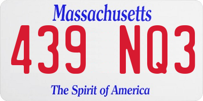 MA license plate 439NQ3