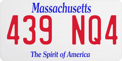 MA license plate 439NQ4