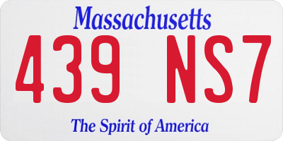 MA license plate 439NS7