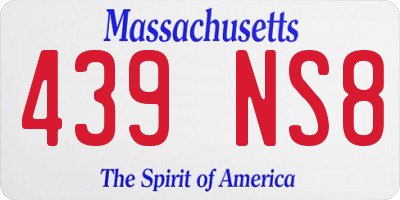 MA license plate 439NS8