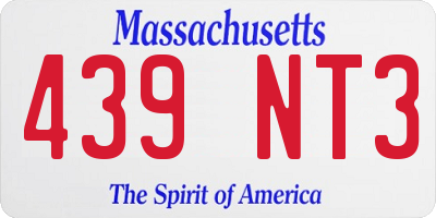 MA license plate 439NT3