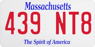 MA license plate 439NT8