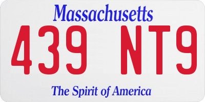 MA license plate 439NT9