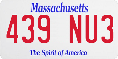MA license plate 439NU3