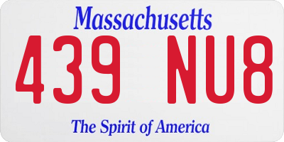 MA license plate 439NU8