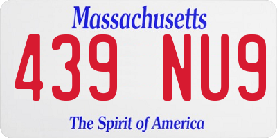 MA license plate 439NU9