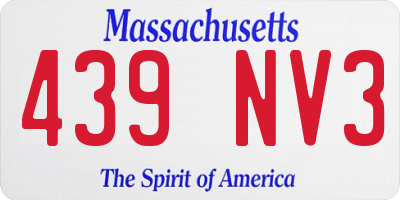 MA license plate 439NV3