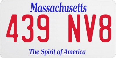 MA license plate 439NV8