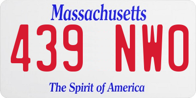 MA license plate 439NW0