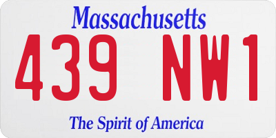 MA license plate 439NW1