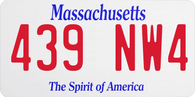 MA license plate 439NW4