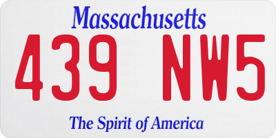 MA license plate 439NW5