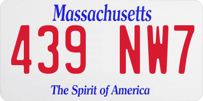 MA license plate 439NW7