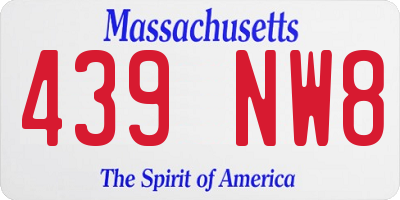 MA license plate 439NW8
