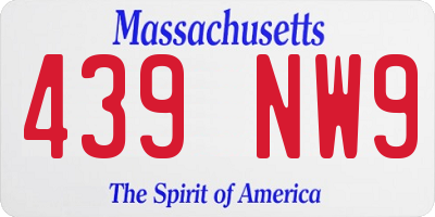 MA license plate 439NW9