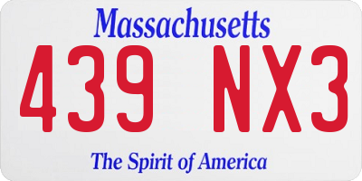 MA license plate 439NX3