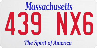 MA license plate 439NX6