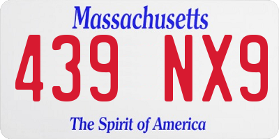 MA license plate 439NX9