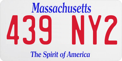 MA license plate 439NY2