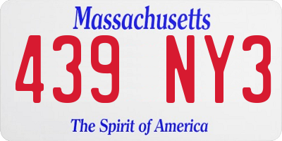 MA license plate 439NY3