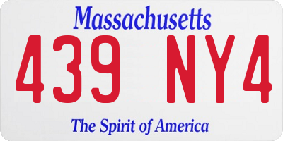 MA license plate 439NY4