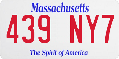 MA license plate 439NY7