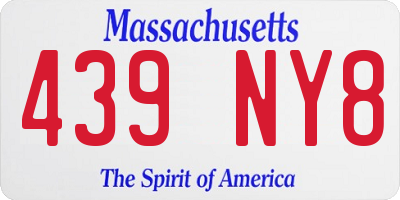 MA license plate 439NY8