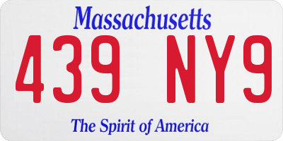 MA license plate 439NY9