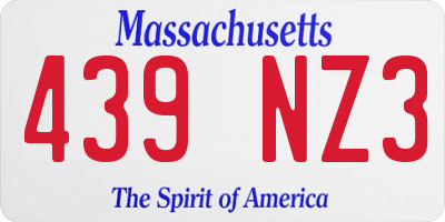 MA license plate 439NZ3