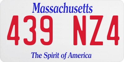 MA license plate 439NZ4