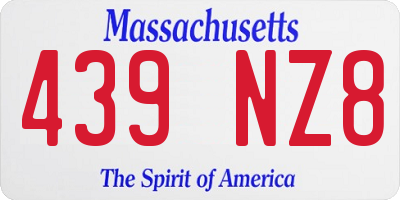 MA license plate 439NZ8