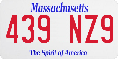 MA license plate 439NZ9