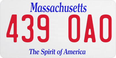 MA license plate 439OA0