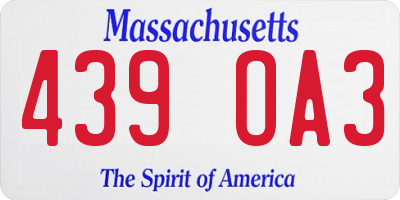 MA license plate 439OA3