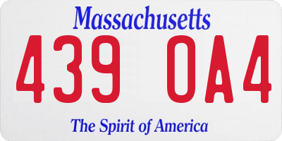 MA license plate 439OA4