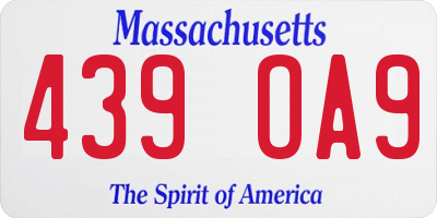 MA license plate 439OA9