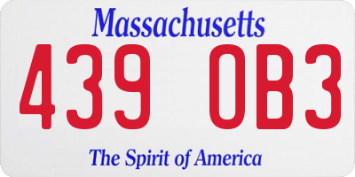 MA license plate 439OB3