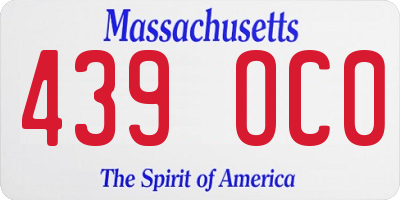 MA license plate 439OC0