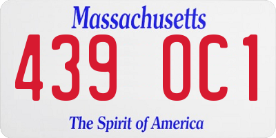MA license plate 439OC1