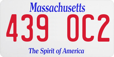 MA license plate 439OC2