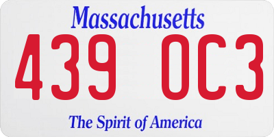 MA license plate 439OC3