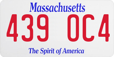 MA license plate 439OC4