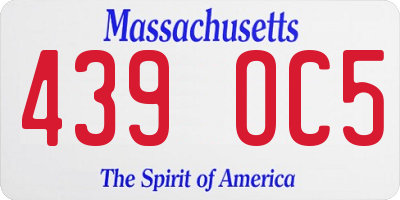 MA license plate 439OC5