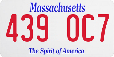 MA license plate 439OC7