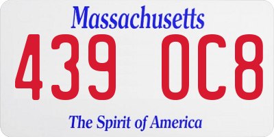 MA license plate 439OC8
