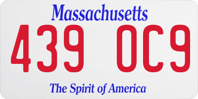 MA license plate 439OC9