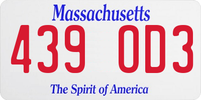 MA license plate 439OD3