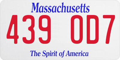 MA license plate 439OD7