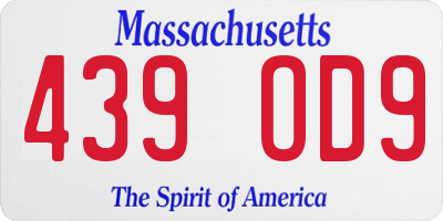 MA license plate 439OD9