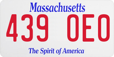 MA license plate 439OE0